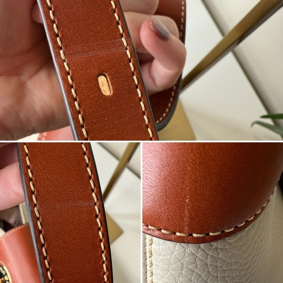 Dooney & Bourke Pebble Turnlock Hobo 26 Cream Chestnut Pebble Leather Bag - Picture 9 of 12